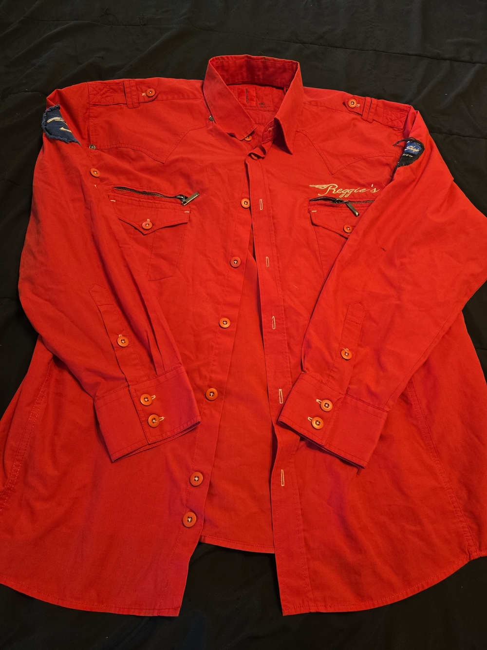 Jordan Craig Red Button-Up Shirt with Embroidered Script 2XL